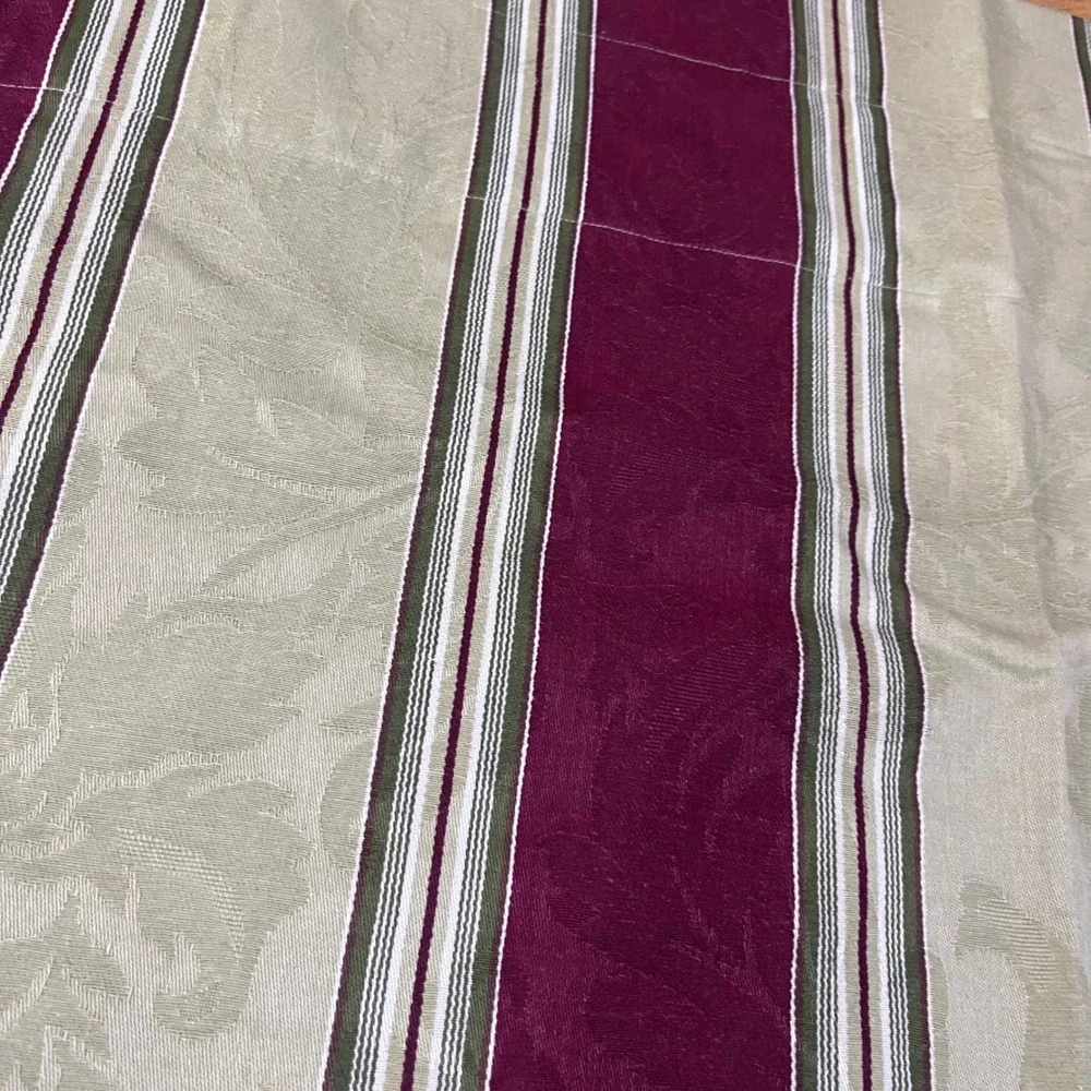 Waverly‎ Home Classics Burgundy Sage Green Striped Damask Valance 52x22